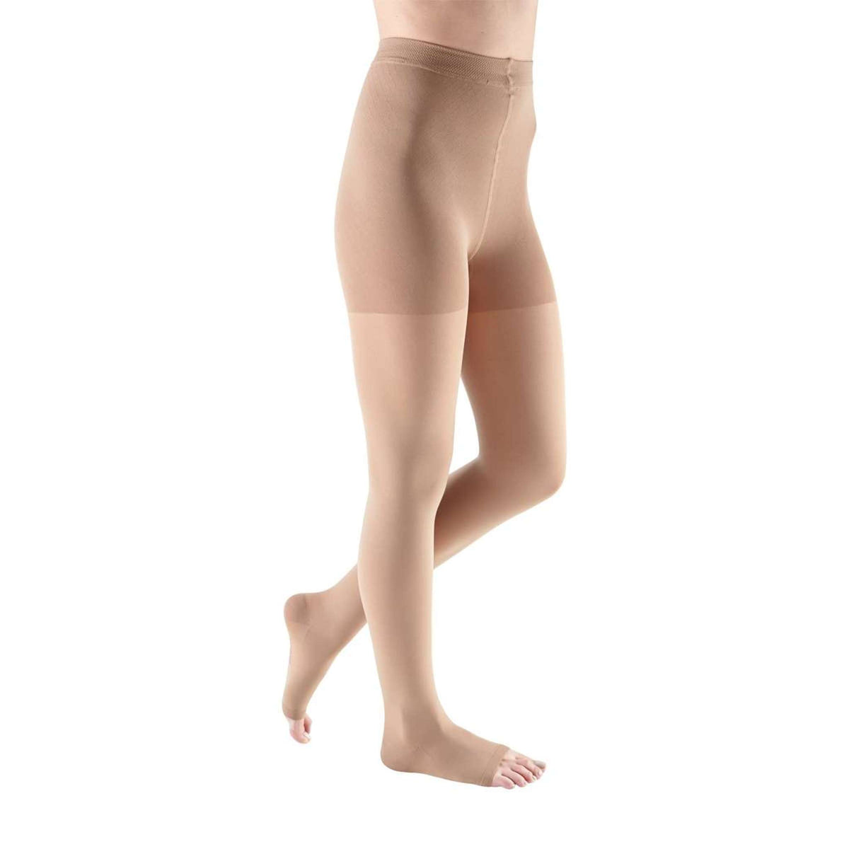 Mediven Sheer & Soft 15-20 mmHg Thigh High w/Lace Silicone Top Band, Open  Toe